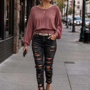 Liverpool Los Angeles Long Sleeve Smocked Waist Blouse